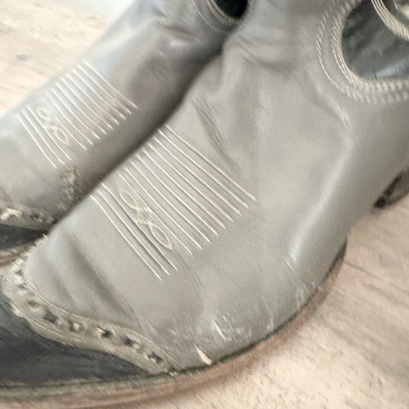 Vtg Tony Lama Two-Tone Cowboy Boots Mens 11B grey Lizard Wingtip GOLD LABEL main image 8